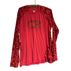 Club Ride Mens M Long Sleeve Cycling Jersey Red Camo MTB Shirt Trails Outdoor